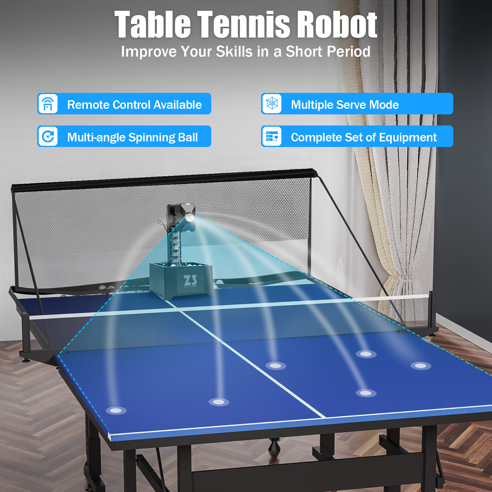Table Tennis Robot with Net&10 - Table Tennis Robot ulasan dan harga