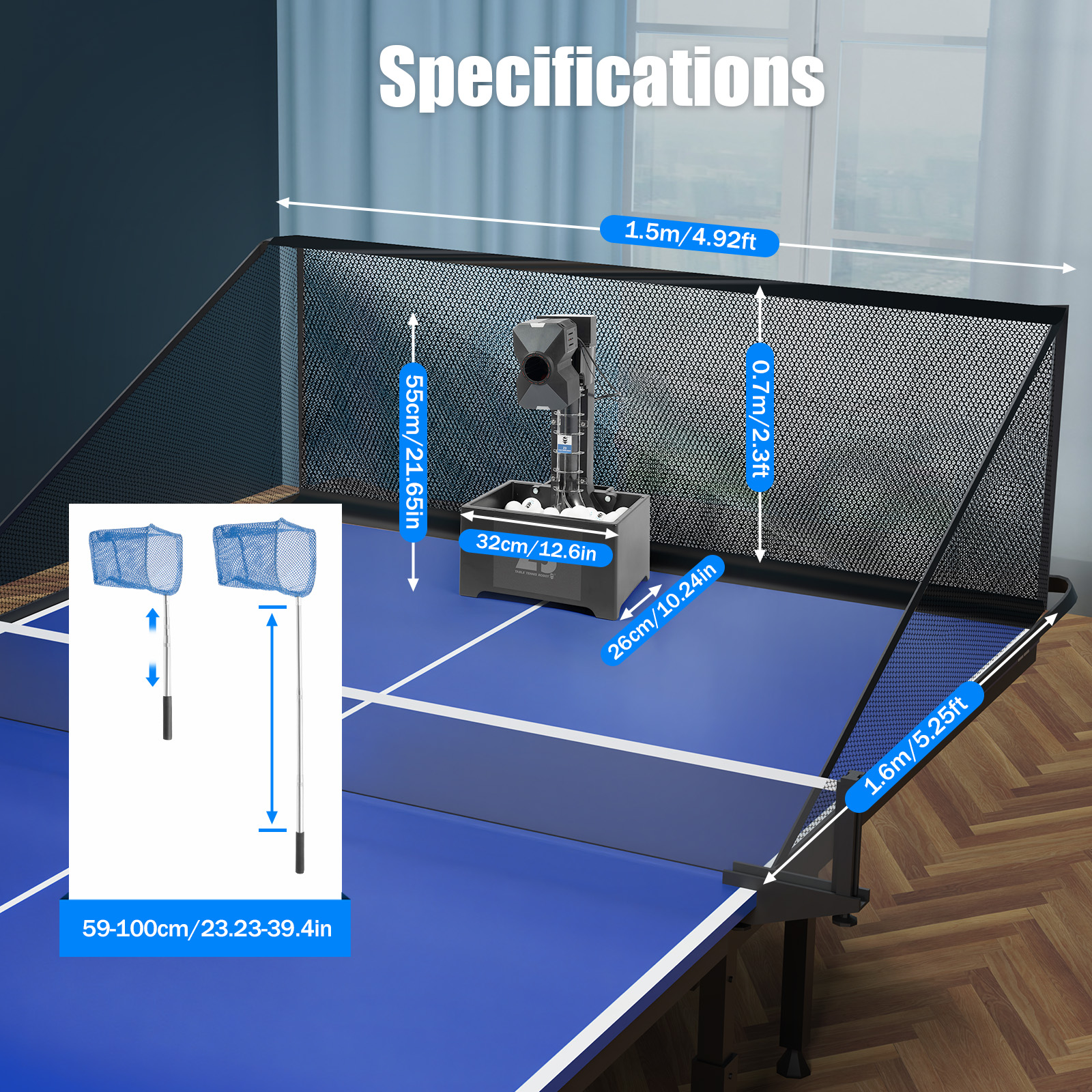 Table Tennis Robot with Net&10 - Table Tennis Robot ulasan dan harga