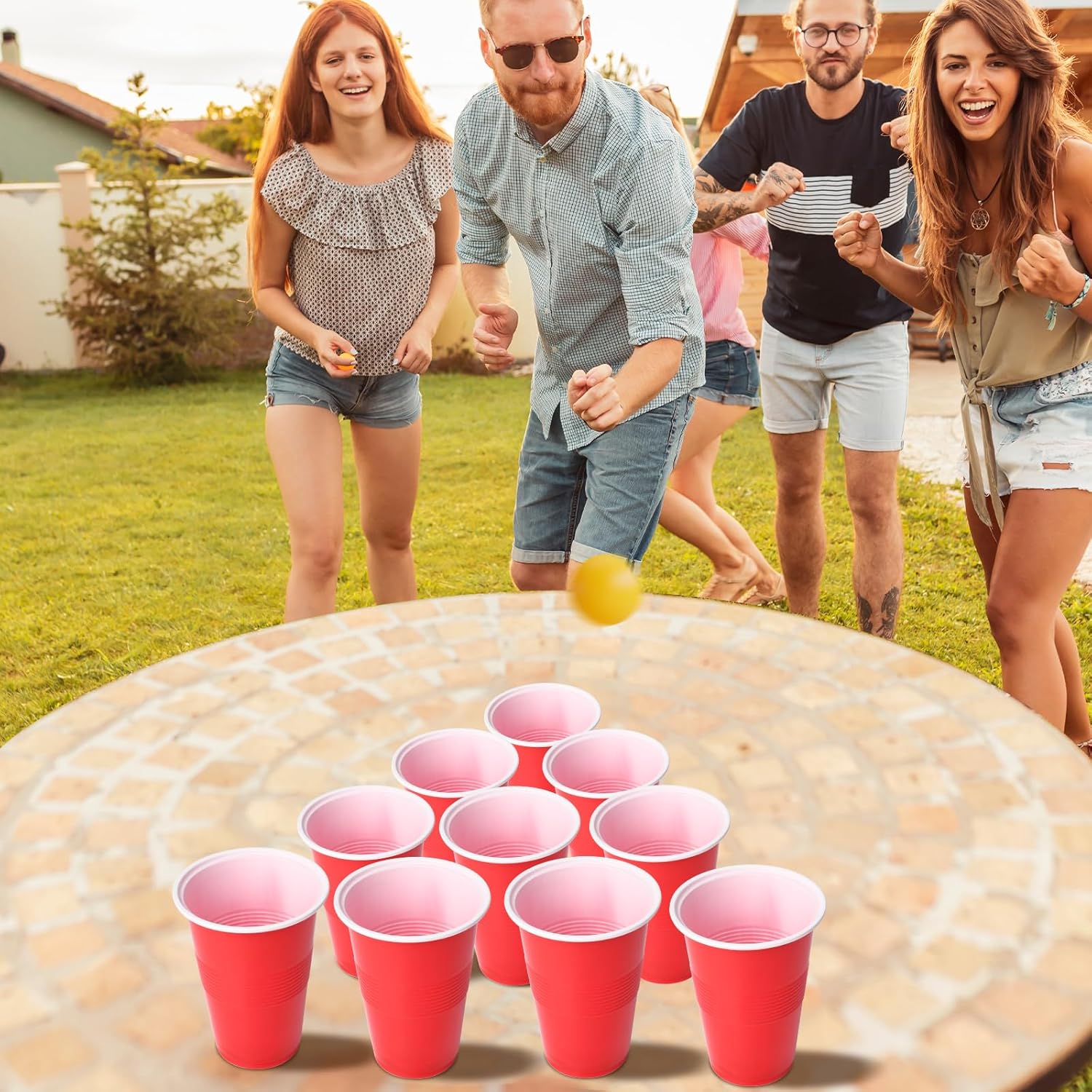 Cup Pong Game Set 22 Pcs 16 Oz - Table Tennis Olympics ulasan dan harga