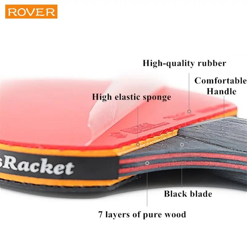 5/6 Star Table Tennis Racket 2 - Table Tennis Forehand Rubber ulasan dan harga