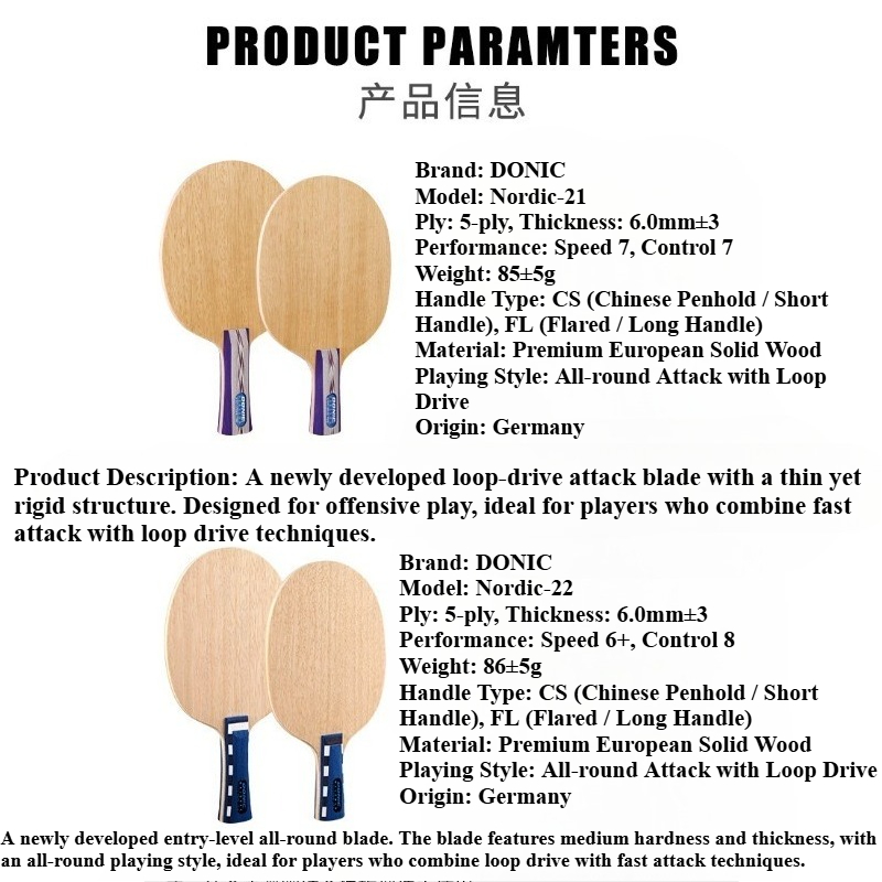 Donic Nordic 21 22 Table Tenni - Table Tennis Blade ulasan dan harga